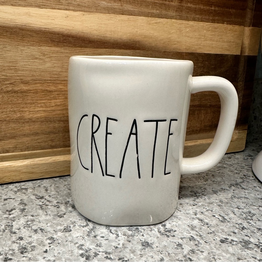 Rae Dunn White Ceramic Mug with 'Create'